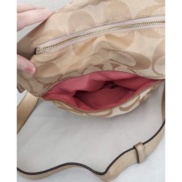 Coach Yellow Tan f15067 Leather Carly Signature Duffle Crossbody Convertible Bag - Picture 2 of 9